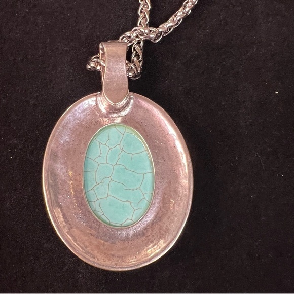 Silver and Turquoise Necklace with Pedant - Picture 4 of 6